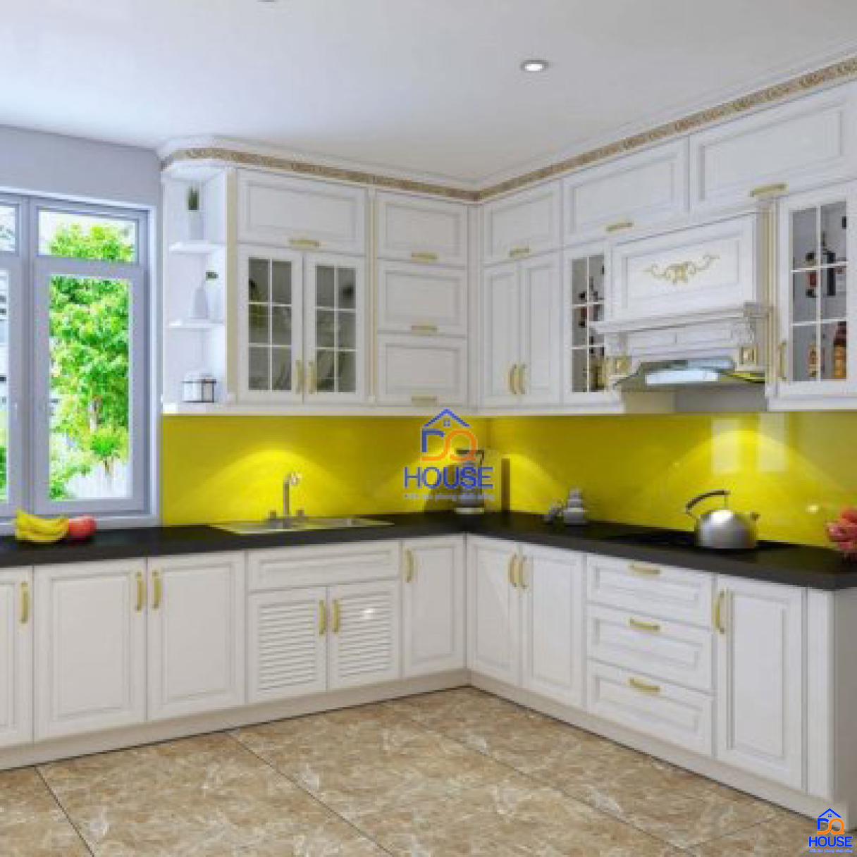 Tủ bếp bán cổ điển mẫu mới 72