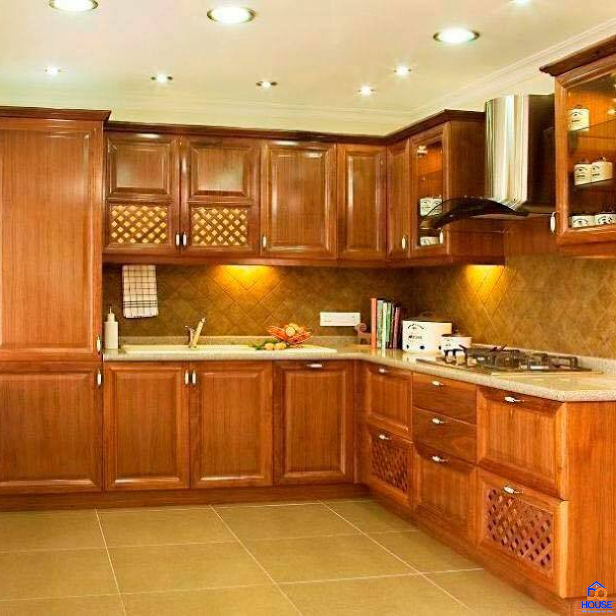 Tủ bếp gỗ sồi Mỹ hiện đại 6