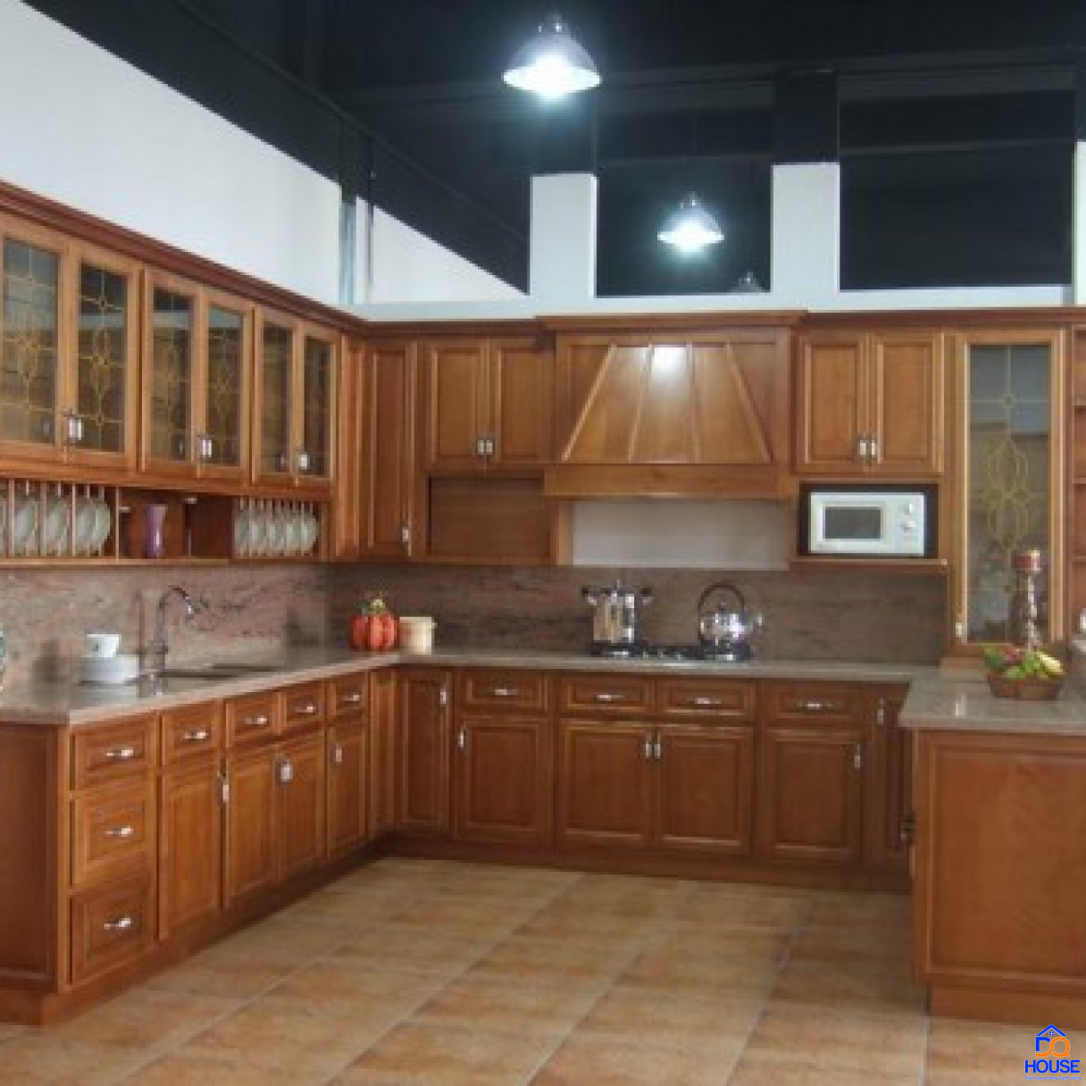 Tủ bếp gỗ sồi Mỹ hiện đại 5
