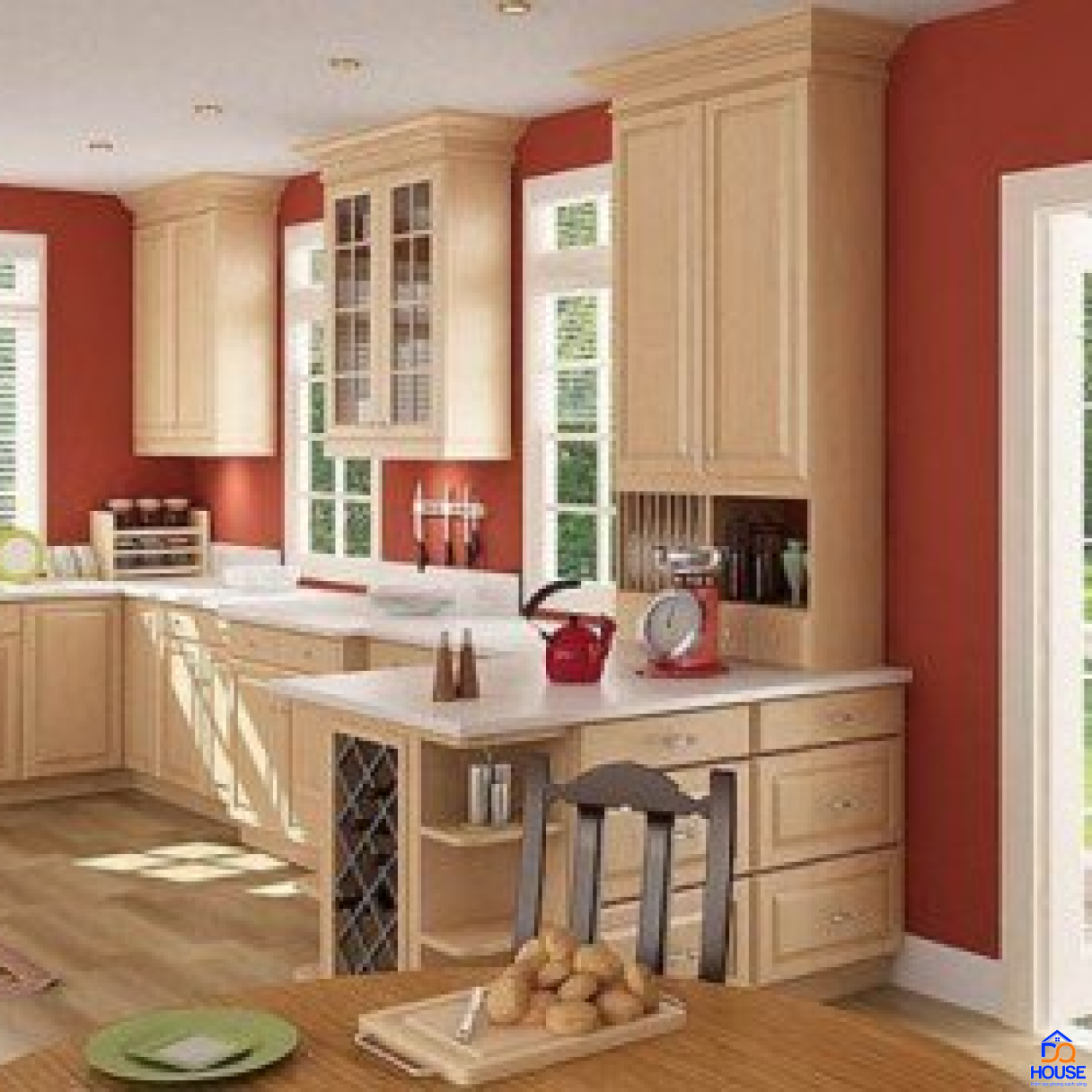 Tủ bếp gỗ sồi Mỹ hiện đại 61