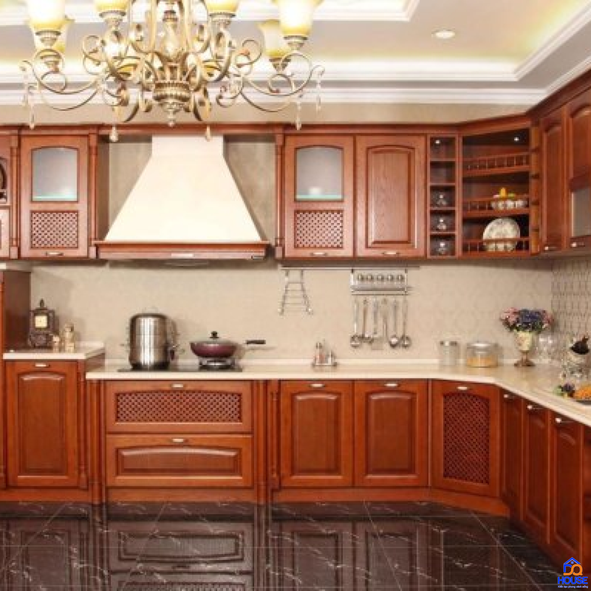 Tủ bếp bán cổ điển mẫu mới 48