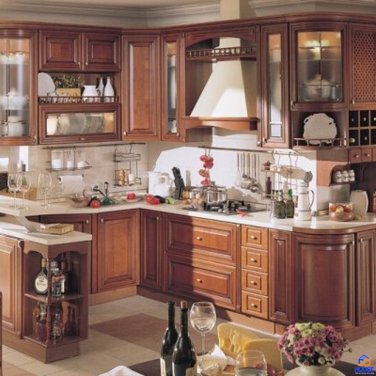 Tủ bếp bán cổ điển mẫu mới 40