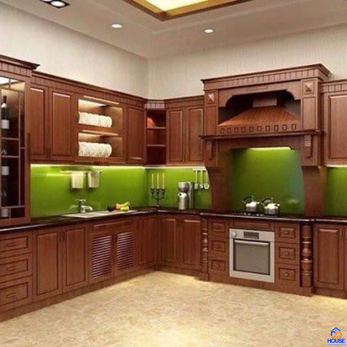 Tủ bếp bán cổ điển mẫu mới 28
