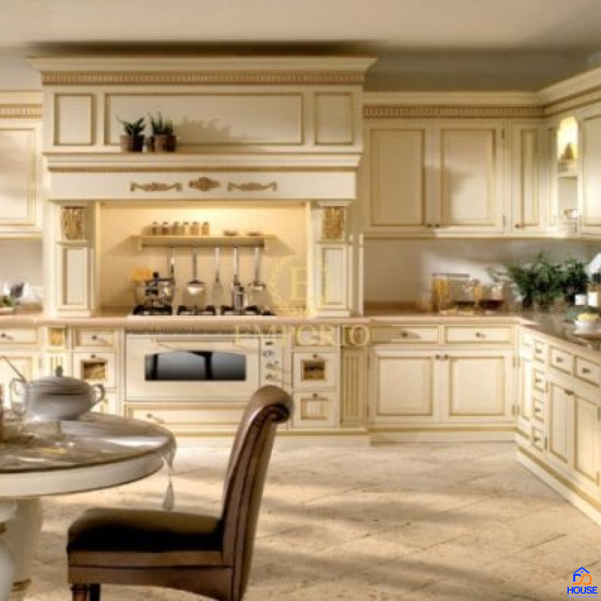 Tủ bếp bán cổ điển mẫu mới 31