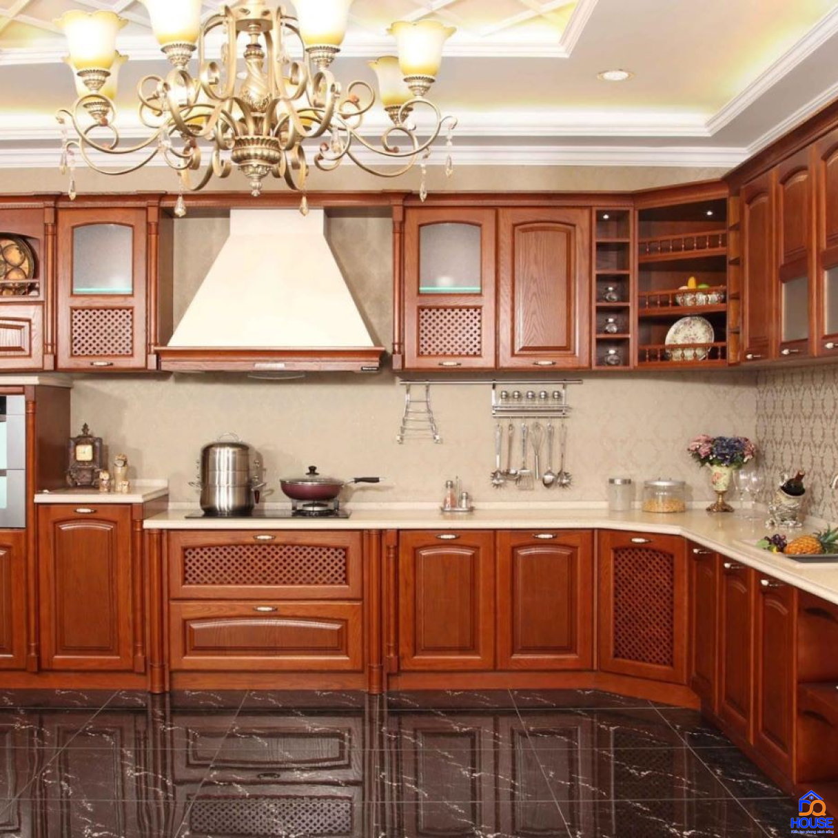 Tủ bếp bán cổ điển mẫu mới 23