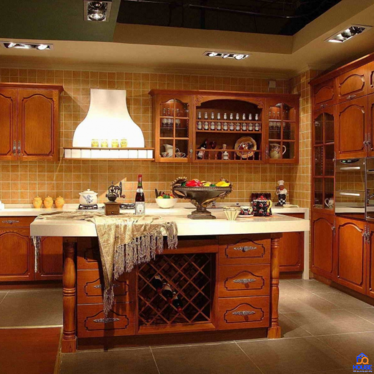 Tủ bếp gỗ gõ đỏ hiện đại 17