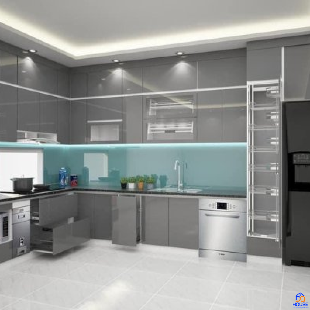 Tủ bếp Acrylic mẫu mới 28