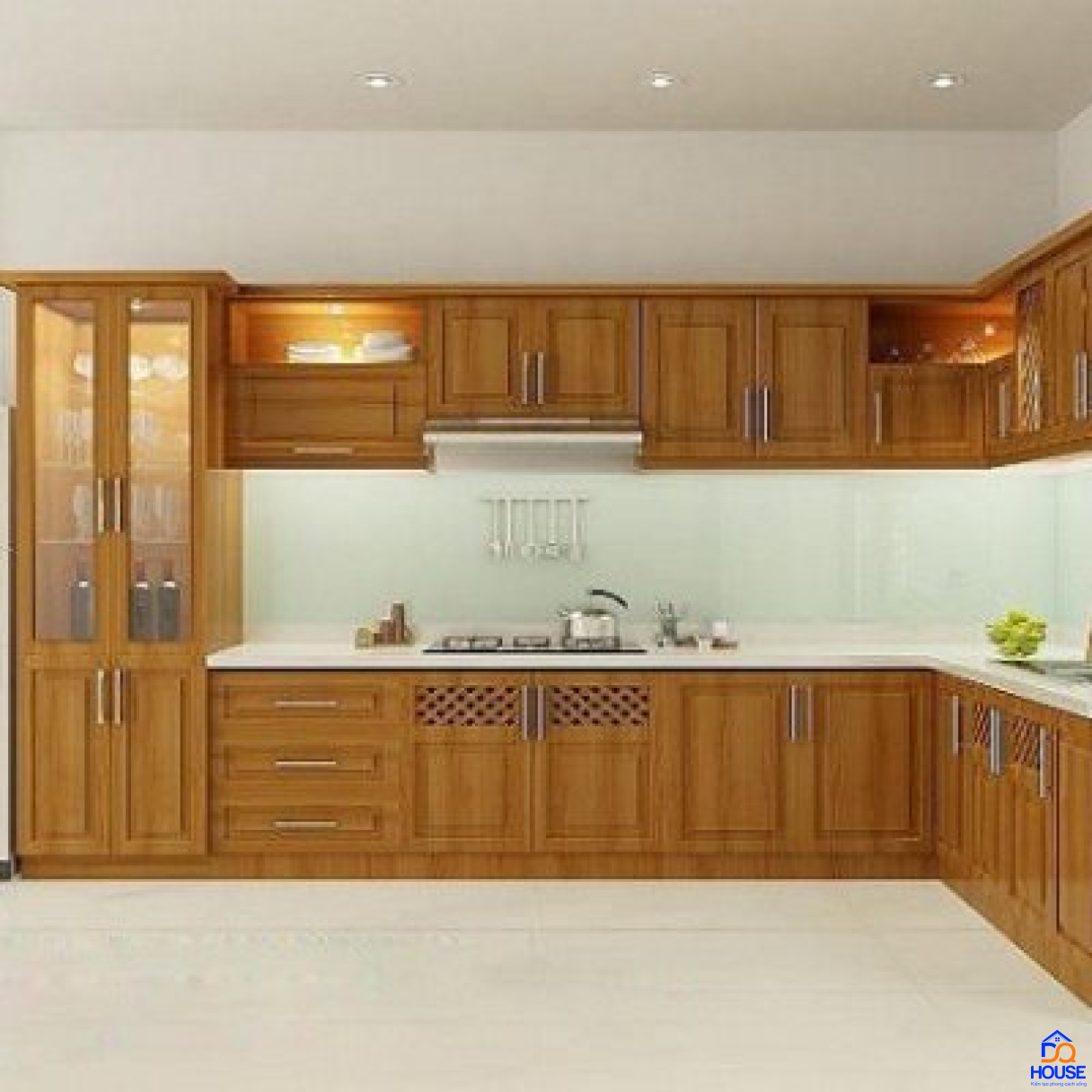 Tủ bếp gỗ sồi Nga mẫu mới 37
