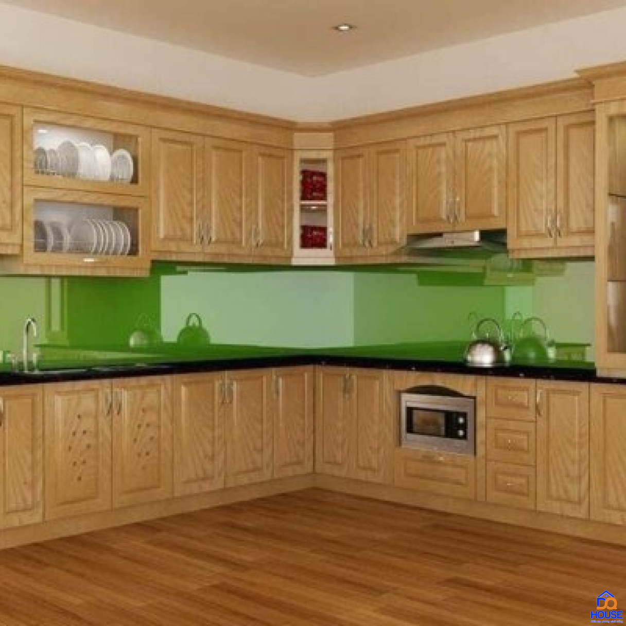 Tủ bếp gỗ sồi Nga mẫu mới 27