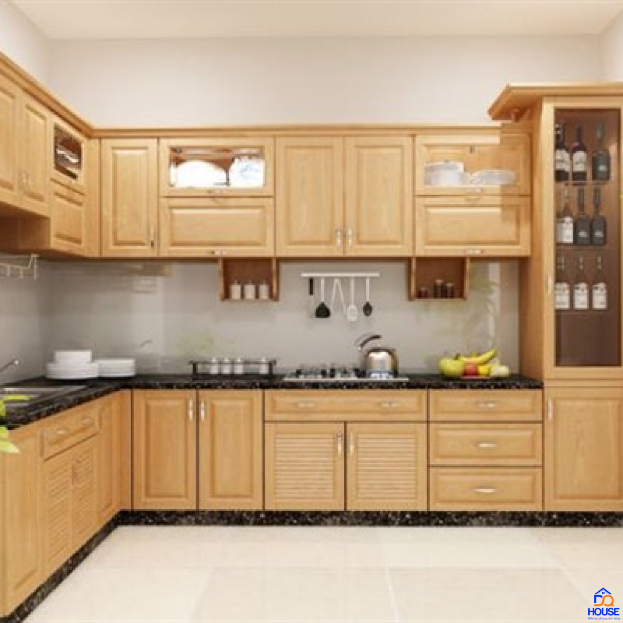 Tủ bếp gỗ sồi Nga mẫu mới 11