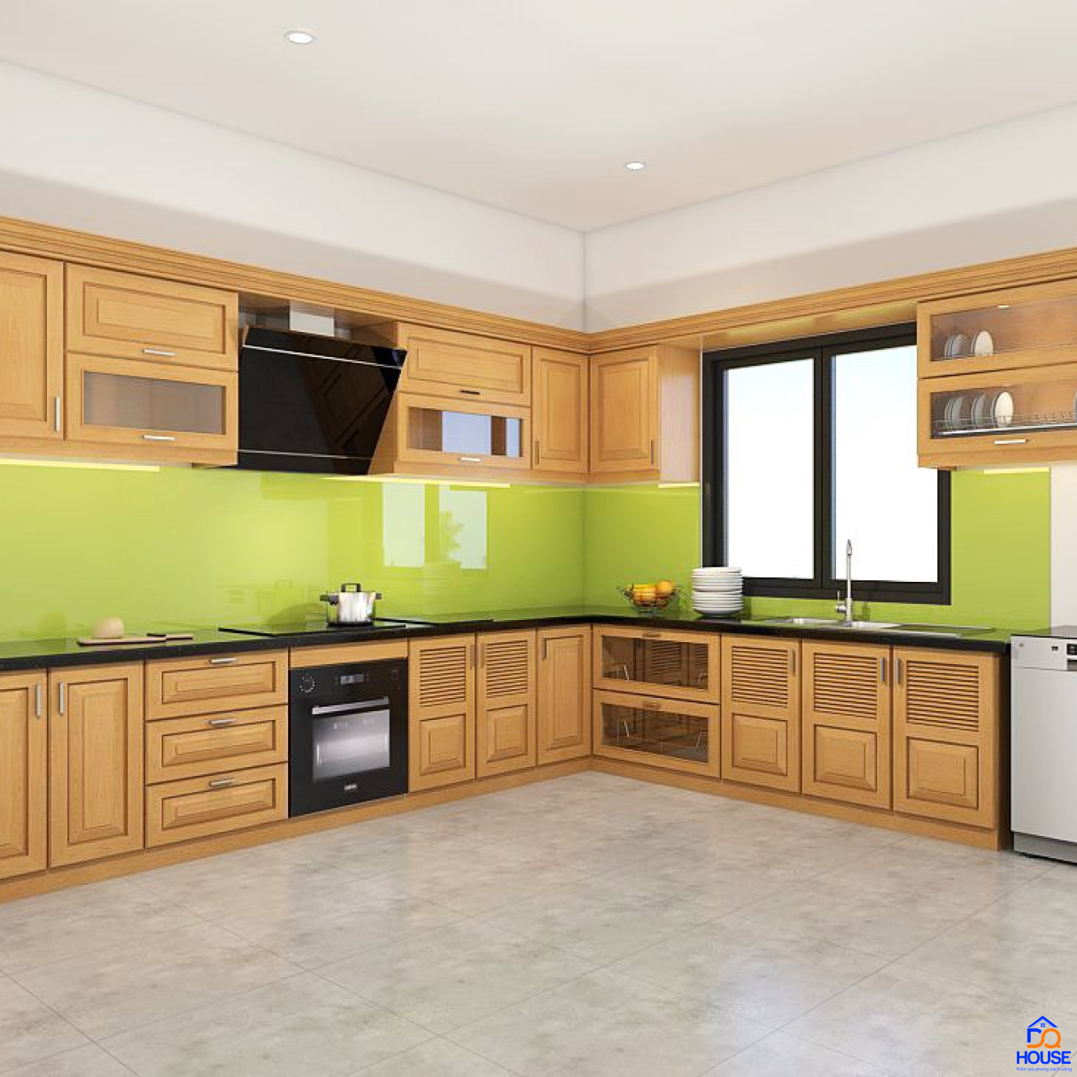Tủ bếp gỗ sồi Nga mẫu mới 4