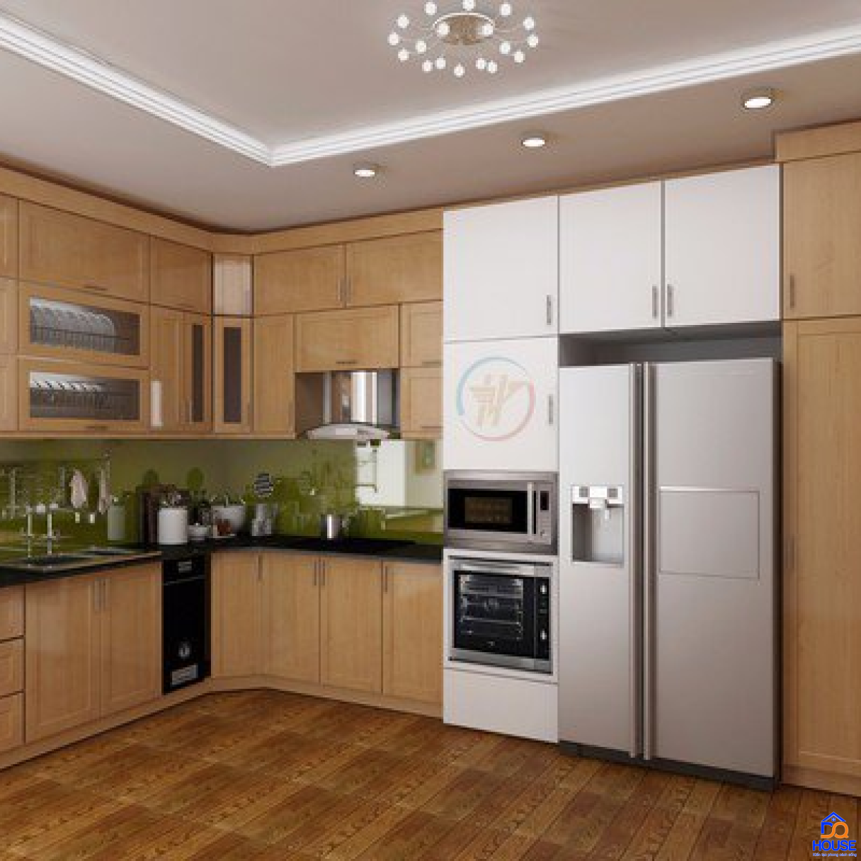 Tủ bếp gỗ sồi Nga hiện đại 29