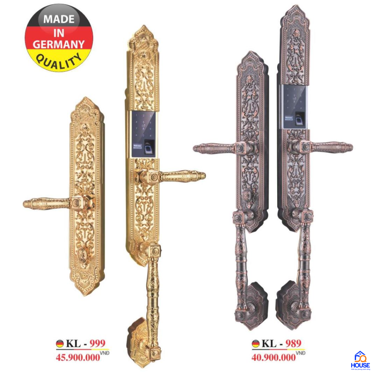 Khóa vân tay tân cổ Kassler KL-999 - Mạ Vàng 24K 