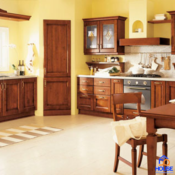 Tủ bếp gỗ gõ đỏ hiện đại 11
