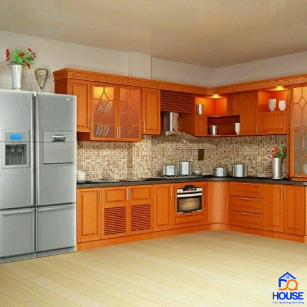 Tủ bếp gỗ gõ đỏ hiện đại 4