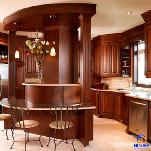 Tủ bếp gỗ gõ đỏ hiện đại 2