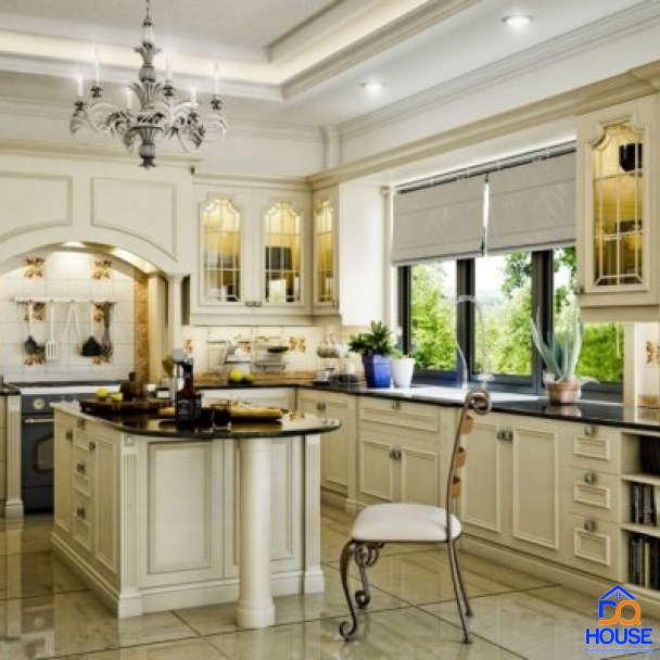 Tủ bếp bán cổ điển mẫu mới 49