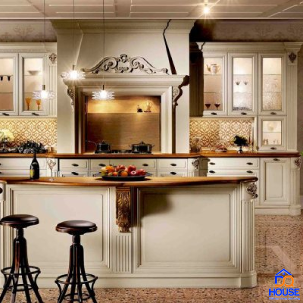 Tủ bếp bán cổ điển mẫu mới 34