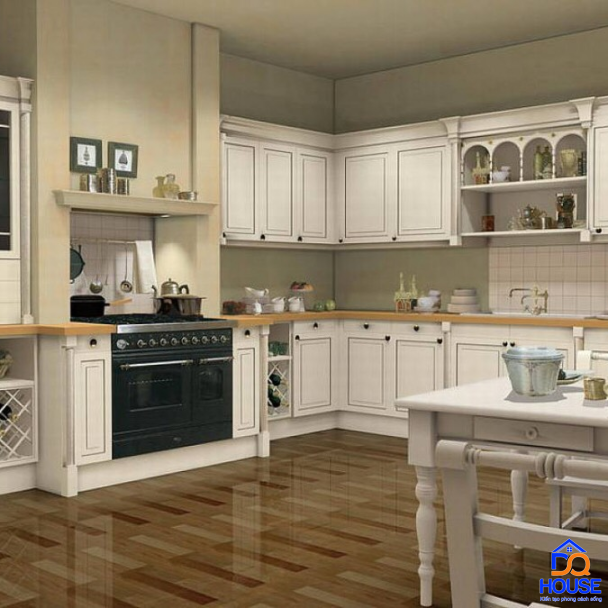 Tủ bếp bán cổ điển mẫu mới 17
