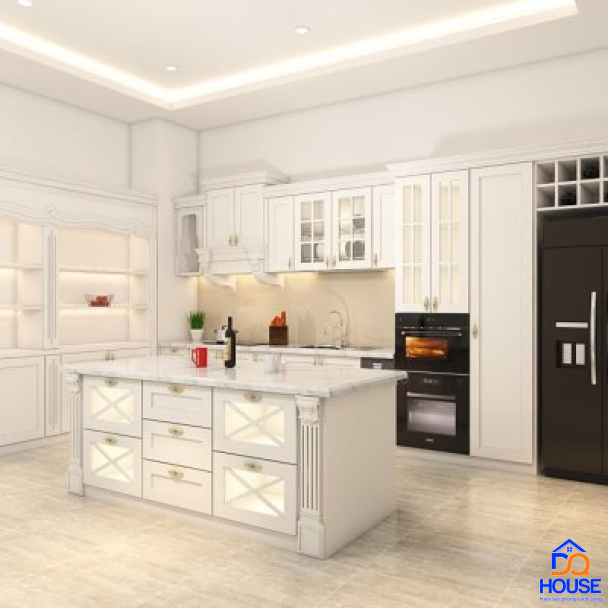 Tủ bếp gỗ sồi Nga mẫu mới 33