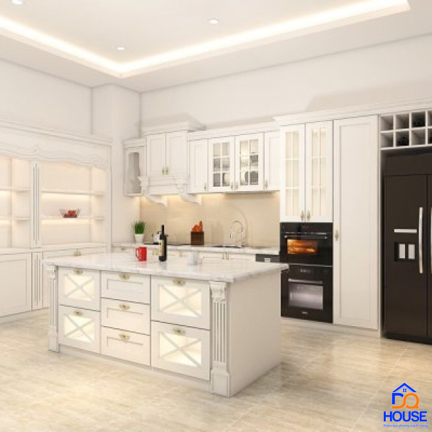 Tủ bếp gỗ sồi Nga mẫu mới 18