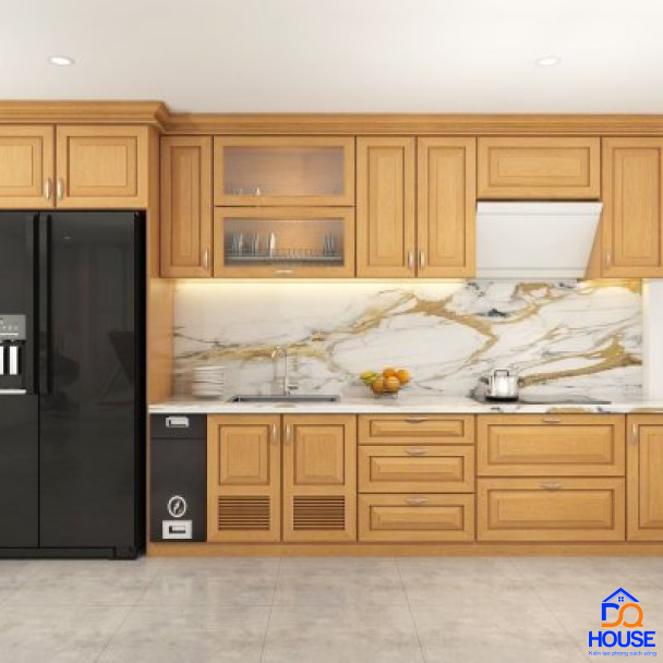 Tủ bếp gỗ sồi Nga mẫu mới 25