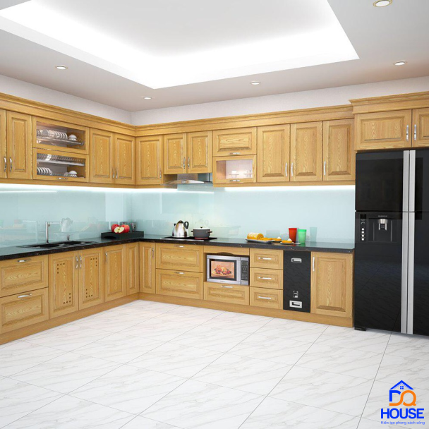 Tủ bếp gỗ sồi Nga mẫu mới 9